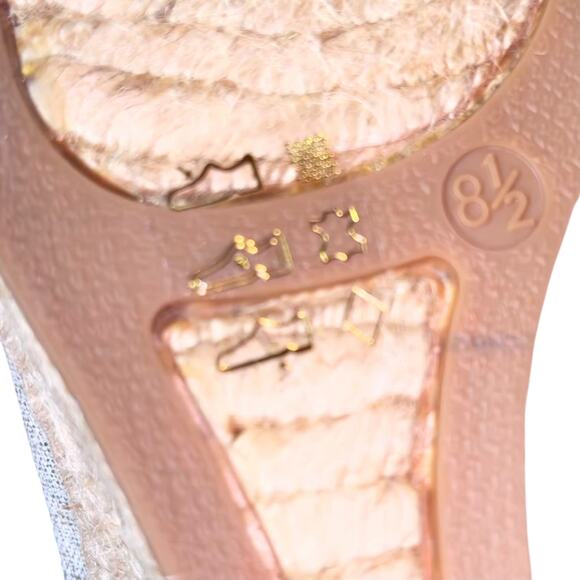 J Crew Espadrille Wedges 8.5 Metallic Canvas Slip On Shoe - Picture 13 of 15